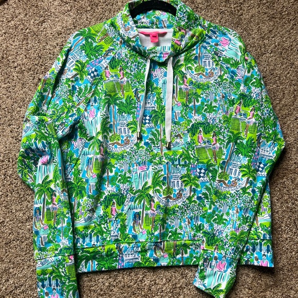 NWOT Lilly Pulitzer Jax Long Sleeved Popover Sprout Green, Lilly on Holiday - Picture 2 of 3